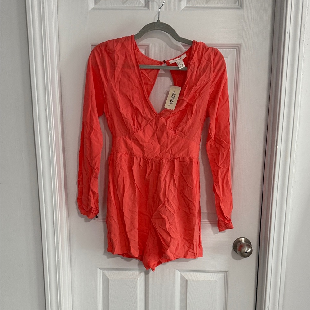 Forever 21 Coral Long Sleeve Romper